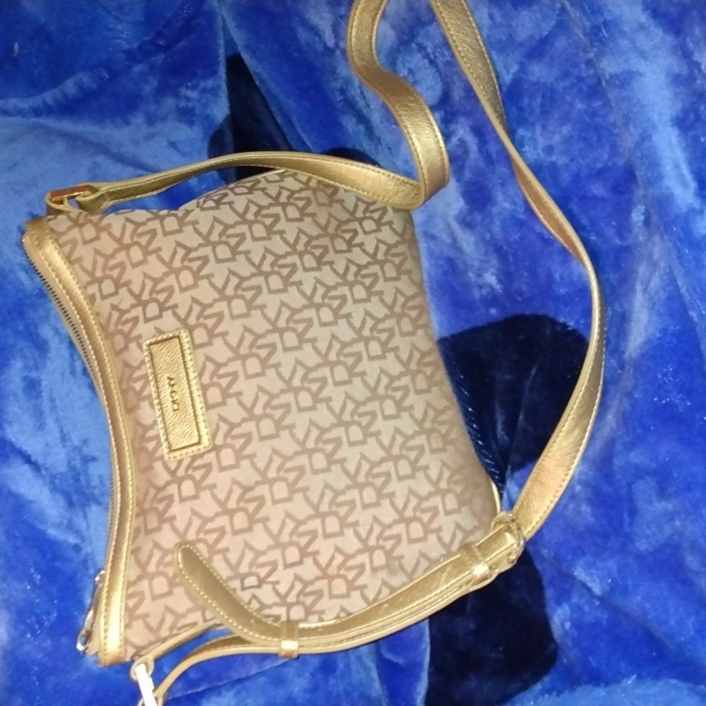 DKNY gold and tan bag